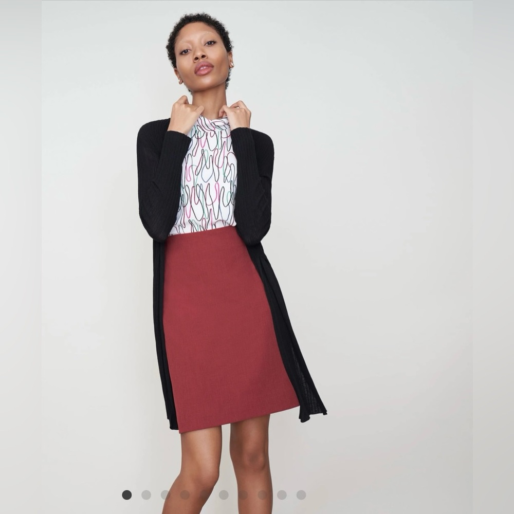NWT M.M. LaFleur Noho Skirt in Red Brick Maroon - Sz 6